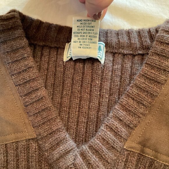 LL Bean Men's XL Vest Commando Waterfowl Field Sweater Brown - Picture 5 of 9